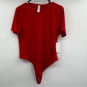 Lululemon sz XL Nulu Crew-Neck Short-Sleeve Bodysuit RED Thong LW3HUOS NWT